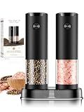 Electric Salt and Pepper Grinder Set Automatic Battery Pepper Mill Shakers Adjustable Coarseness Upgraded Larger Capacity with Led Home and Kitchen Appliances White Elephant Gifts for Women Men