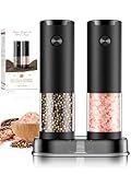 Electric Salt and Pepper Grinder Set Automatic Battery Pepper Mill Shakers Adjustable Coarseness Upgraded Larger Capacity with Led Home and Kitchen Appliances Birthday Gifts for Women Mom