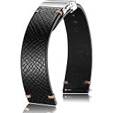 Getalia 20mm Italian Leather Watch Band for Folding Clasp,Black