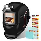 TRQWH Welding Helmet with Light True Color Auto Darkening Welding Helmets for Men Solar Powered Welding Hood with 2 Arc Sensor Wide Shade 4/9-13 for TIG MIG ARC Cool Welder Mask (TRQ-HS01)