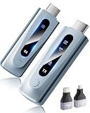 Wireless HDMI Transmitter and Receiver 400FT/120M Extender, Plug&Play 5.8G+2.4G for 4K Decode 1080P Video Output with LED Display, for Audio to Monitor from PC/Projector/TV Box (Light Blue)