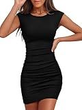 ANRABESS Womens Summer Sleeveless Bodycon Mini Dress Ribbed Knit Crewneck 2026 Basic Slim Fit Party Cocktail Short Dresses Black Small
