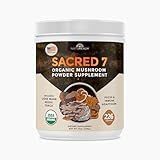 Sacred 7 Mushroom Coffee Booster | Organic Mushroom Supplement Powder – Lions Mane, Reishi, Chaga & More | Adaptogen + Nootropic | 100% Fruiting Bodies | Mix with Coffee,Tea, Smoothies - 226 Servings
