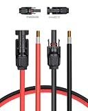 BougeRV 20 Feet 10AWG Solar Extension Cable with Female and Male Connector with Extra Pair of Connectors Solar Panel Adaptor Kit Tool (20FT Red + 20FT Black)