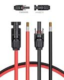 BougeRV 20 Feet 10AWG Solar Extension Cable with Female and Male Connector with Extra Pair of Connectors Solar Panel Adaptor Kit Tool (20FT Red + 20FT Black)