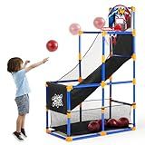 JOYIN Arcade Basketball Game Set with 4 Balls and Hoop for Kids 3+ Years Old Indoor Outdoor Sport Play - Easy Set Up - Air Pump Included - Ideal for Competition