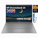 HP Chromebook 14 Laptop (14" Anti-glare, Intel 4-Core Celeron N4120, 4GB RAM, 128GB Storage (64GB+64GB SD)) for Home & Student, Lightweight, 14-Hr Battery Life, Webcam, Wi-Fi, IST HUB, Chrome OS, Grey