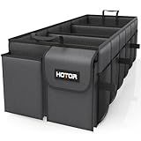 HOTOR Foldable Trunk Organizer - SUV & Sedan Compatible, 3 Compartment, Black, 31.9"×12.6"×10.6" Sturdy Car Organization for Accessories, Tools, Sundries