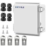 XINYIELE Waterproof Outdoor Project ABS Plastic Junction Box IP67 Weatherproof Dustproof Enclosure with Hinged Cover, Mounting Plate,Wall Brackets for Power Project (5.9"X5.9"X3.5")