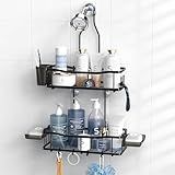 Aitatty Hanging Shower Caddy Bathroom Organizer: Rustproof Shower Shelf Racks Over Shower Head - No Drilling Inside Bath Shower Rack Shelves Over Showerhead for Shampoo with Soap Holder Black