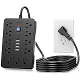 6 FT Flat Plug Surge Protector Power Strip,11 AC Outlets with 6 USB Ports