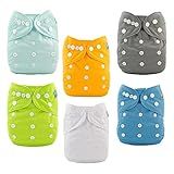 ALVABABY Baby Cloth Diaper 6 Pack with 12 Inserts One Size Cloth Diaper Covers Adjustable Washable Reusable for Baby Girls and Boys