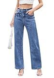 Dimur Womens Jeans High Waisted Wide Leg Stretch Denim Pants Casual Straight Fit Jeans for Women Trendy 2025 Fall Sky Blue