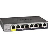 NETGEAR 8-Port Gigabit Ethernet Smart Switch (GS108T) - Managed, with 1 x PD Port, Optional Insight Cloud Management, Desktop or Wall Mount, Silent Operation, and Limited Lifetime Protection