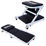 Anwick Mechanic Creeper, 36" Z Creeper Seat 300 lbs Capacity, 2-in-1 Garage Rolling Folding Creeper with 6 pcs Wheels, Lay Down or Sit for Garage, Shop, Auto Repair (Black)