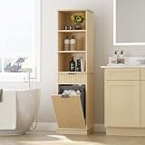 Mepplzian Natural Tilt Out Laundry Hamper Cabinet, 16x16x59in