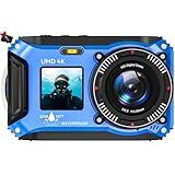 4K Underwater Camera 33FT Waterproof Camera for Snorkeling with 32GB Card Dual-Screen Compact Dustproof Floatable Autofocus UHD 64MP Point and Shoot Digital Camera 1500mAh Battery