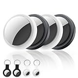 4-Pack Air Tracker Tags Compatible with Apple Find My (iOS Only) Bluetooth Tracker, Smart Keys Finder and Item Locator with Waterproof Case for Wallet Luggage Pet Backpack 2B2W