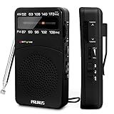 PRUNUS J-166 Portable Radio AM FM, Gifts for Dad and Mom, Battery Operated Radio with Tuning Light, Back Clip, Excellent Reception, AM FM Radios Portable, Transistor Radios
