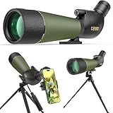 Gosky Flagship DiamondEdge 20-60x80 Spotting Scope with Tripod, Carrying Bag and Quick Phone Holder - BAK4 High Definition Waterproof Spotter Scope for Bird Watching Wildlife observing,Green
