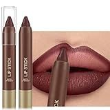 Wugbc Berry Red Wine Matte Lipstick for Women, Long Lasting Smooth Lip Liner Pencil, High-Pigment Neutral Lip Crayon Makeup, Non-sticky Smudgeproof Moisturizing Lipstick Stain Twist-up Daily Lip Color
