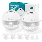 Paruu Hands Free Breast Pump P16, Wearable Breast Pump Electirc Portable with 4 Modes & 12 Levels, Max 309mmHg Strong Suction 19/21/24mm Flange Inserts Wearable Breastfeeding Pump, 2 Pack White
