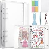 SUNEZLGO Reusable Sticker Album with Pockets, 100 Sheets, Blank Sticker Book with Tweezer and Spatula (A6)