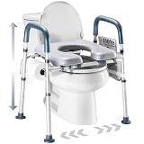 Medical King Toilet Seat Riser for Seniors, Adjustable, Gray, Heavy Duty up to 400 lbs