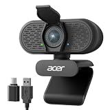 Acer A640 4K Webcam for PC with Sony Sensor PDAF Autofocus AI Noise Canceling Mic 2K 1080P/60fps USB A to C Adapter Computer Camera for Gaming Streaming Meetings Switch 2 Camera Teams Zoom Facetime