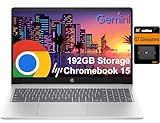 HP Chromebook 15 Laptop ( 15.6" Anti-Glare, Intel N200, 8GB DDR5 RAM, 192GB Storage (64GB eMMC + 128GB SD), 4-Core(> i3-1115G4), Numeric KB) Home & Student, Wi-Fi, Webcam w/Shutter, Chrome OS, Silver