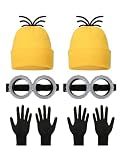 6Pcs Adult Halloween Costume Accessories, Yellow Beanie Hat Goggles Gloves