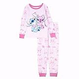 Disney girls 2-piece Snug-fit Cotton Holiday Pajama Set, Soft & Cute for Kids, STITCH AND ANGEL, 8