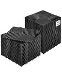 VEVOR Interlocking Drainage Mats, 12' x 12' Modular Interlocking Cushion, 40 Pcs Splicing Drainage Floor Tile and Shower Mat, Non-Slip Black PP, for Garage, Garden, Kitchen & Outdoor