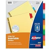 Avery® Big Tab Insertable Dividers, 8-Tab, Multicolor, 1 Set