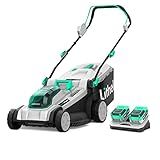 Litheli Cordless Lawn Mower 17 Inch, 2 x 20V 4.0Ah Battery Lawn Mowers with Brushless Motor, Bagging & Mulching, Charger Included