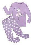 Family Feeling Little Girls Long Sleeve Ballet Ballerina Pajamas Sets Cotton Pyjamas Toddler Kids Pjs Size 5 Purple