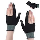 Psiriol Ultra-Thin Mobile Gaming Gloves, Gaming Gloves for Sweaty Hands, Touchscreen Gaming Finger Sleeves for Phone Tablet Game Players Streamer (Black + Green)