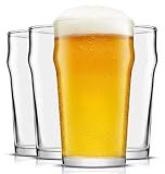 JoyJolt Grant 19oz Beer Pint Glasses Set of 4. Large Beer Pint Glass Capacity in a Traditional Pub Drinking Glasses Design. Oversized Beer Glasses Set for Guinness, Stout, and Big Craft Beer Glasses