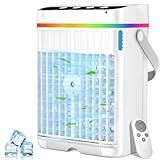 Portable Air Conditioners, 40oz Water Tank, 3 Wind Speed & 3 Cool Mist, 1-3H Timer & 7 LED Light, Personal Air Conditioner Small Mini Air Conditioner Portable Air Cooler for Room/Office