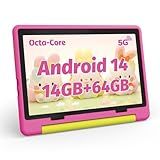 ZOFYWNAS Kids Tablet 10 Inch Android 14 Tablet for Kids Ages 3-12, Octa-Core with Case, Parental Controls,14GB+64GB Storage (TF Expand 1TB), 5G WiFi, BT5.3, Pink