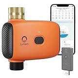 Lumary WiFi Water Timer for Garden Hose, Battery Sprinkler Timer for Watering Brass Inlet Outdoor, Rain Delay/Remote/Manual/Automatic Drip Irrigation System Programmable Faucet, Compatible with Alexa