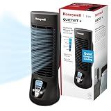 Honeywell QuietSet Personal Table Fan, Oscillating Personal Desk Fan For Bedroom with Quiet Operation, 4 Levels of Power and Sound, Black, HTF210B