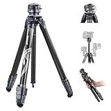NEEWER LITETRIP LT32 62" Travel Tripod Carbon Fiber with ±15° Leveling 360° Panorama Head, Detachable Center Axis, Fast Flip Buckle, Arca QR Plate Compatible with Peak Design Capture V3, (Former TP62)