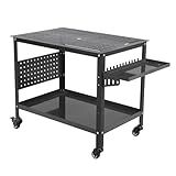 36"X24" Welding Table with Wheels & Storage,Professional Heavy Duty Steel Welding Bench with Pegboard, Portable Mobile Welding Table for Hobbyist Workshop Black