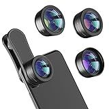 Phone Camera Lens,Upgraded 3 in 1 Phone Lens kit-198° Fisheye Lens + Macro Lens + 120° Wide Angle Lens,Clip on Cell Phone Lens Kit Compatible with Samsung Android Smartphones