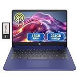 HP Stream 14" Micro-Edge HD Touchscreen Laptop, Intel Celeron N4020, 16GB RAM, 224GB Storage (64GB eMMC & 160GB Docking Station Set), 1 Year Office 365, Webcam, Wi-Fi 5, Bluetooth, Windows 11, Blue