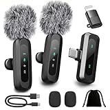 2025 New Mini Microphone for iPhone With LED Display, Bluetooth Mic, Wireless Lavalier Microphone with HD Noise Cancelling, Portable Lapel Mic for Record Video Podcast Vlog Content Creator interview