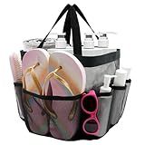 ASBEFORE Mesh Shower Caddy Portable, Shower Tote Bag for Dorm Room Essentials, 8 Pockets Large Shower Basket for College Gym Beach Camping (Black)