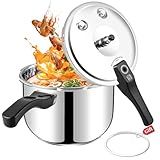 Stainless Steel Pressure Cooker 6.34 Quart, Heavy-Duty, Food-Grade, All Stovetop & Induction Compatible with Multi-Safety Lock System for Gas Electric Ceramic, Commercial Home Kitchen Use, Deeluban