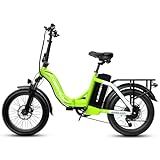 1000W Folding Electric Bike, 48V 20AH Large Removable Battery E Bike, 30+MPH, 80 Miles Max Range, 20" Fat Tire Electric Bike for Adults, Adult Electric Bicycles for Long Commutes-Green 80 Miles